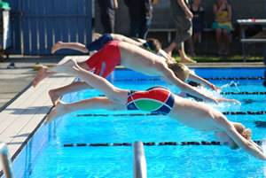 Kids diving into pool